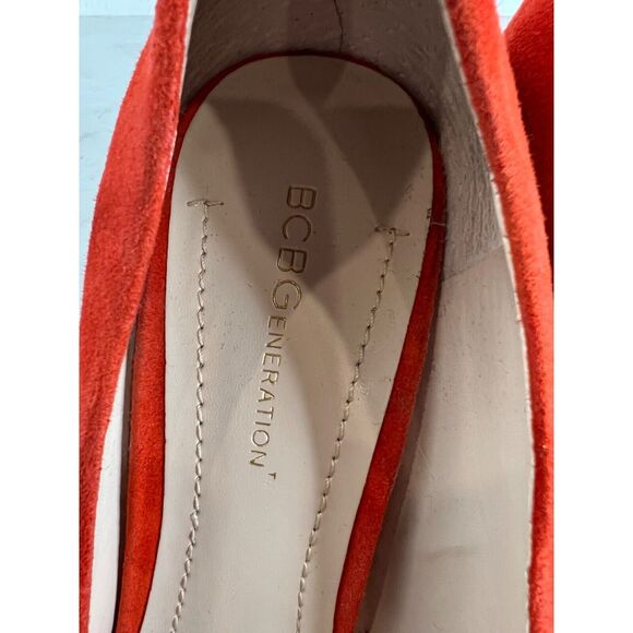 BCBGeneration Women Red Black Suede Leather High Heels Size 9 39 Mod‎ Edgy - Picture 3 of 14